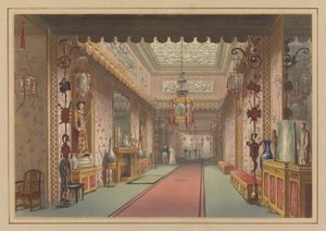 Kinesiskt galleri som det var, tallrik XV i illustrationer av hennes majestäts palats i Brighton ... av John Nash