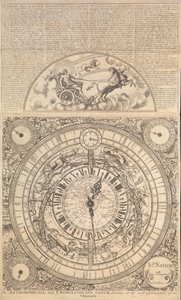 En astronomisk och kronologisk klocka som visar alla de mest användbara delarna av en almanacka (gravyr) av John Naylor