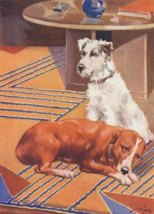Illustration till Beautiful Joe av Marshall Saunders (färglitografi) av John Nicholson