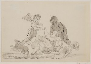 A Street Accident, 1804 (penna, pensel och bläck på papper) av John Nixon