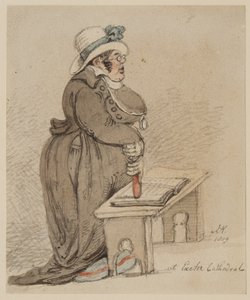 Vid Exeter Cathedral, 1809 (penna, bläck, pensel och wc på papper) av John Nixon
