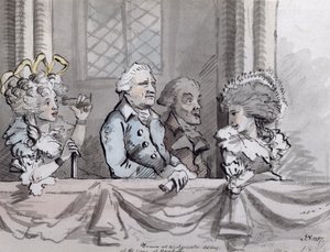 Karikatyr av publiken vid minnet av Händels i Westminster Abbey, 1787 (bläck och akvarell)