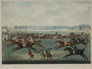 Ascot - Oatlands Sweepstakes, graverade av J.W. Edy (fl. 1780-1820), publicerad 1792 (akvatint) av John Nott (after) Sartorius