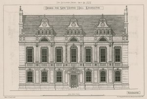 Design för New Vestry Hall, Kensington, London av John Oldrid Scott