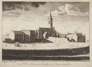St Andrews Delineated - En utsikt tagen från ruinerna av Beatons Castle (penna och tvätt på papper)