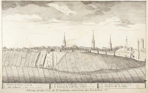 St Andrews Delineated - En vy över staden St Andrews från sydöstra (penna & tvätt på papper)