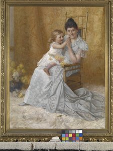 Porträtt av Martha Wysor Marsh och son, John Edwin (olja på duk)