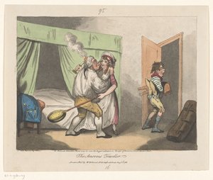 De Lustige Reiziger The Amorous Traveler (titel på objekt) av John Pettit (attributed to)