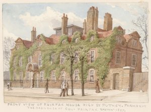 Framsida av Fairfax House, Putney, London, general Fairfax bostad, 1887