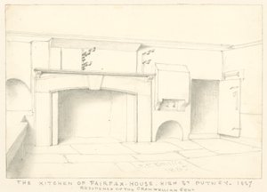 Köket i Fairfax House, High Street, Putney, 1887; bostad för den cromwellska gentlemannen. av John Phillipp Emslie