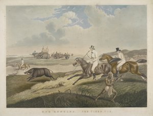 Hog Hunting: The Tired Pig, graverad av S.W. Fores (1785-1825) c.1840 (handfärgad akvatint) av John Platt