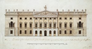 Wentworth Castle, design för sydfronten, ca 1760 (penna & bläck och akvarell på papper) av John Platt