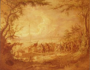 Ombordstigning från Communipaw, 1861 av John Quidor