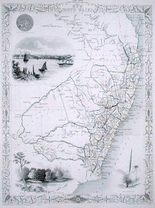 New South Wales, från en serie världskartor publicerade av John Tallis & Co., London och New York
