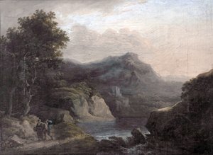 Bergsscen med en sjö
