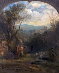 Originalskissen för den stora trappan i Newstead Abbey, Nottinghamshire, 1832 av John Rawson Walker