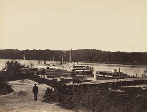 Medical Supply Boat Plauter, på Appomattox., januari 1865 (albumintryck monterat på vävt papper)