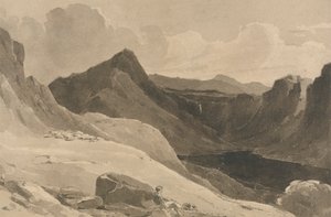 Ett bergslandskap med en herde av John Renton