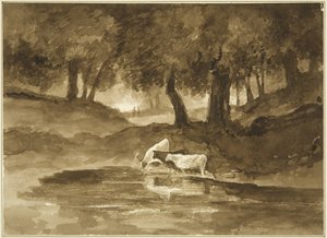 Looking up Nightingale Valley, ca 1825 (penna och akvarell på papper)