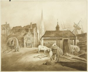 Nordöstra änden av King Street, som visar Welsh Market (teckning, akvarell)