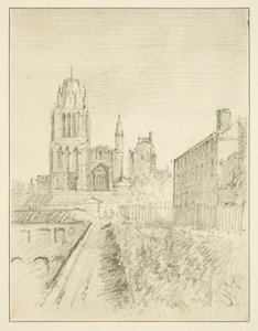Redcliffe Church och en del av Alfred Wharf (teckning, akvarell)