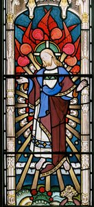 Christ and Seraphim, från The Wise and Foolish Virgins, 1862 (målat glas) av John Richard Clayton