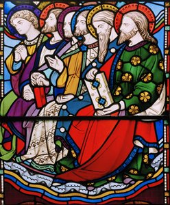 Sex apostlar, detalj från The Last Judgement, 1860 (målat glas) av John Richard Clayton
