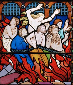 The Damned, detalj från The Last Judgement, 1860 (målat glas)