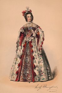 Emily hertiginna av Beaufort i kostym för drottning Victorias Bal Costumé, 12 maj 1842, 1843.
