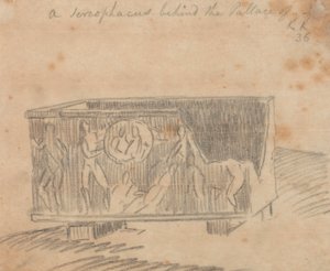 En sarkofag bakom palatset av John Robert Cozens