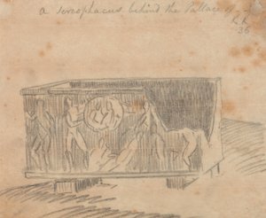 En sarkofag bakom palatset av John Robert Cozens