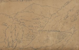 Överst: Mellan Tavernelle och Capriano; Nederst: Bolsenasjön (grafit på lagt papper)