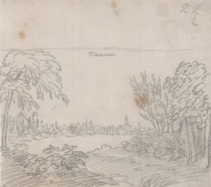 Utsikt över Florens från Arno-flodens södra strand av John Robert Cozens