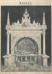 Ashley Church - Ashley Tomb: ritning med penna och tvätt, nd [?1800-talet] (teckning)