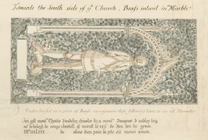 Audley Monuments - "Thomas de Audley": ritning med penna och tvätt, nd [? 1800-talet] av John Robert Fernyhough