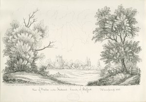 Barton under Needwood Village: pen and ink drawing, 1836 av John Robert Fernyhough