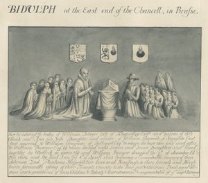 Mässingsplatta i Biddulph Church - William Bowyer från Knipersley: ritning med penna och tvätt, nd [? 1800-talet] (ritning) av John Robert Fernyhough