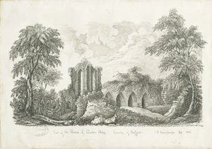 Croxden Abbey: ritning med penna och bläck