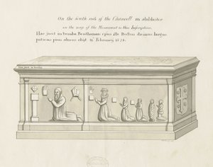 Eccleshall Church - Biskop Benthams grav: ritning med penna och tvätt, nd [1800-talet] (teckning)