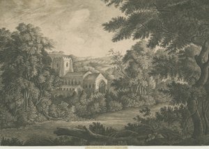 Lichfield - St. Tchads kyrka: ritning med penna och bläck av John Robert Fernyhough