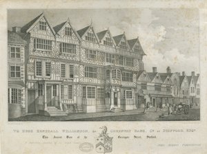 Stafford - Ancient "High House": litografi och [1800-talet] av John Robert Fernyhough