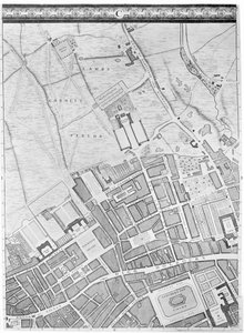 En karta över Bloomsbury och Holborn, London, 1746
