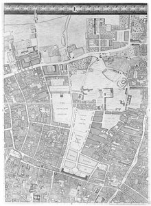 En karta över Moorfields och Hoxton, London, 1746