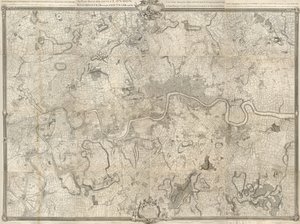 En exakt undersökning av städerna i London, Westminster, ye Borough of Southwark och landet nära Ten Miles round av John Rocque