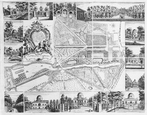 Chiswick House från planen av Chiswick, 1736 av John Rocque