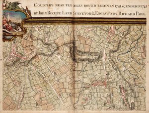 Karta över Highgate, Kentish Town, Holloway, Tottenham och Newington av John Rocque