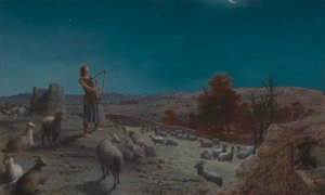 David, Israels blivande kung, medan han var herde i Betlehem av John Rogers Herbert