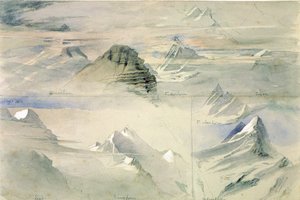 Alpintoppar: Jungfrau och andra, 1846 av John Ruskin