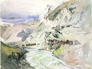 En alpin dal: Matterhorn i fjärran av John Ruskin