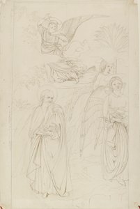 Teckning av Abrahams avsked från änglarna från Benozzo Gozzoli, 1845 av John Ruskin